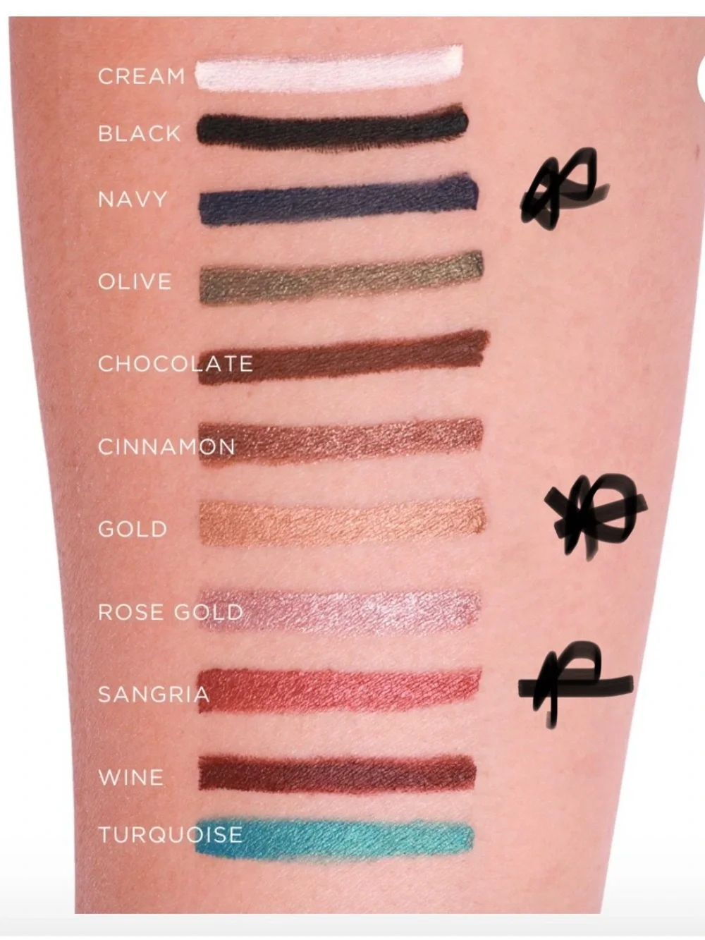 Araceli Gel Pencil Eyeliner ~ Bundle of 3, SANGRIA, NAVY, GOLD, 3x0.042oz, NWOB